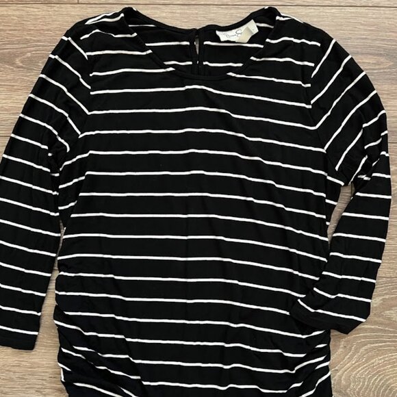 Jessica Simpson Maternity Black White 3/4 Sleeve Shirt Blouse Top Size Large - Picture 1 of 12